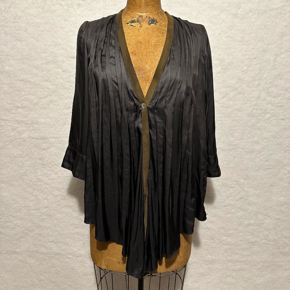 Elizabeth and James leather trim waterfall blouse